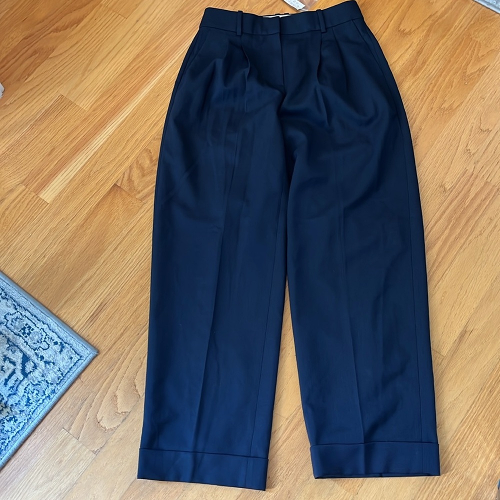 J.Crew Wide-leg essential pant in Italian city wool blend size 2 NWT Navy BT496